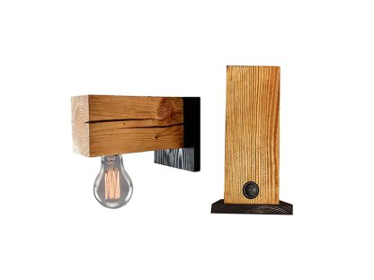 Kinkiet drewniany lampa loft scienna z włącznikiem