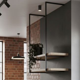 Nowoczesny Stelaż półek / Dębowe półki na wspornikach stalowych / Półka ścienna / sufitowa wisząca