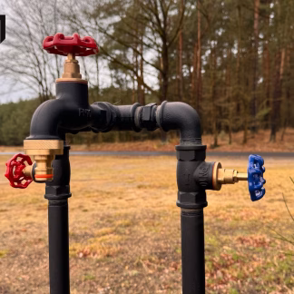 Kran ogrodowy ciepła zimna woda | Słupek wolnostojący hydrant z rury industrialny