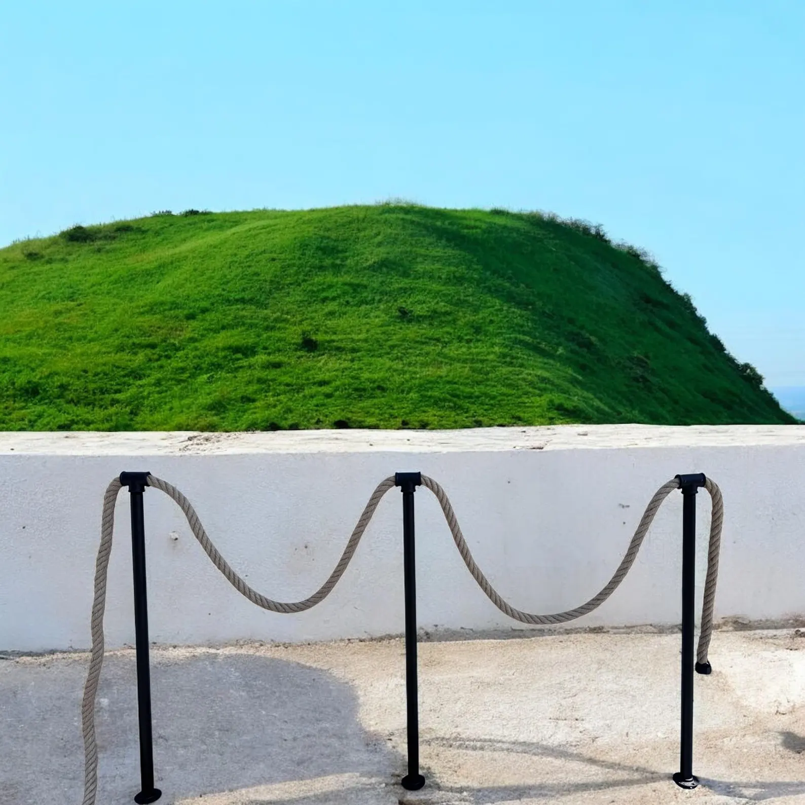 Poręcz lina jutowa balustrada na zewnątrz | Stair hand rail Bannister, jute handrail, Treppengeländer | Pipe balustrade | outdoor balustrade - obrazek 3