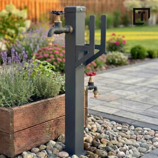 Podwójny ogrodowy z szybkozłączem wodnym | Słupek wolnostojący | hydrant | Słupek ogrodowy | Kran zewnętrzny