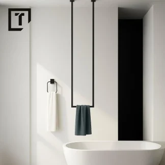 Metalowy wieszak na ręczniki montowany na suficie: wieszak na ubrania malowany proszkowo