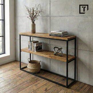 Nowoczesna Konsola z półką / stolik konsolowy / stolik przyścienny / Dąb dębowa loft industrialna